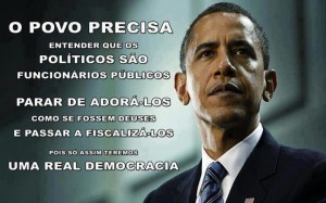 Como fazer democracia Imagem de Obama e texto sobre democracia participativa