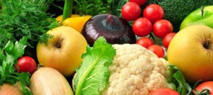 Alimentos vegetais de várias cores